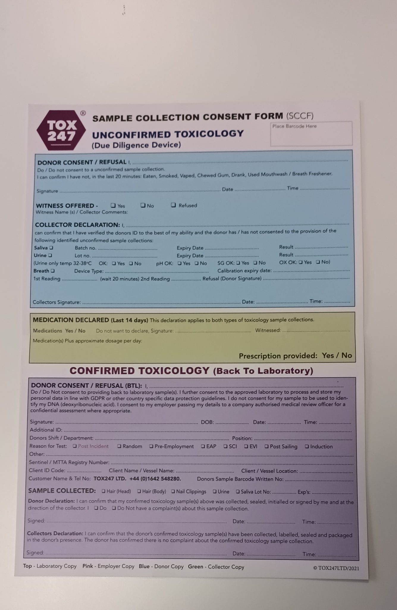Sample Collection Consent Forms 4 Page NCR - 25